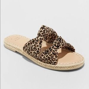 Miriam Double Knotted Espadrille Slide Sandals A New Day leopard NWT 6